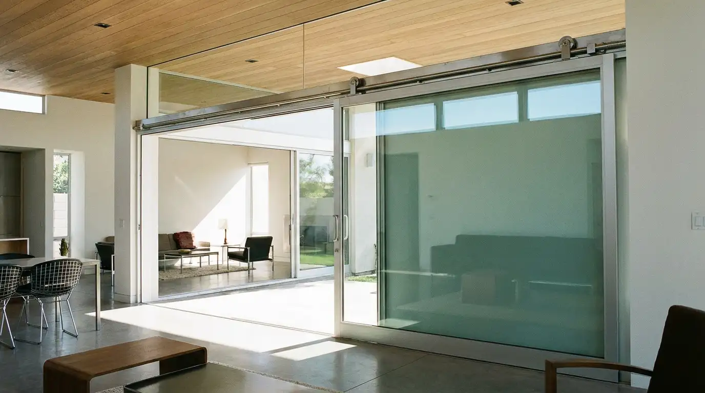 Feronerie de uși glisante - șină și role în detaliu