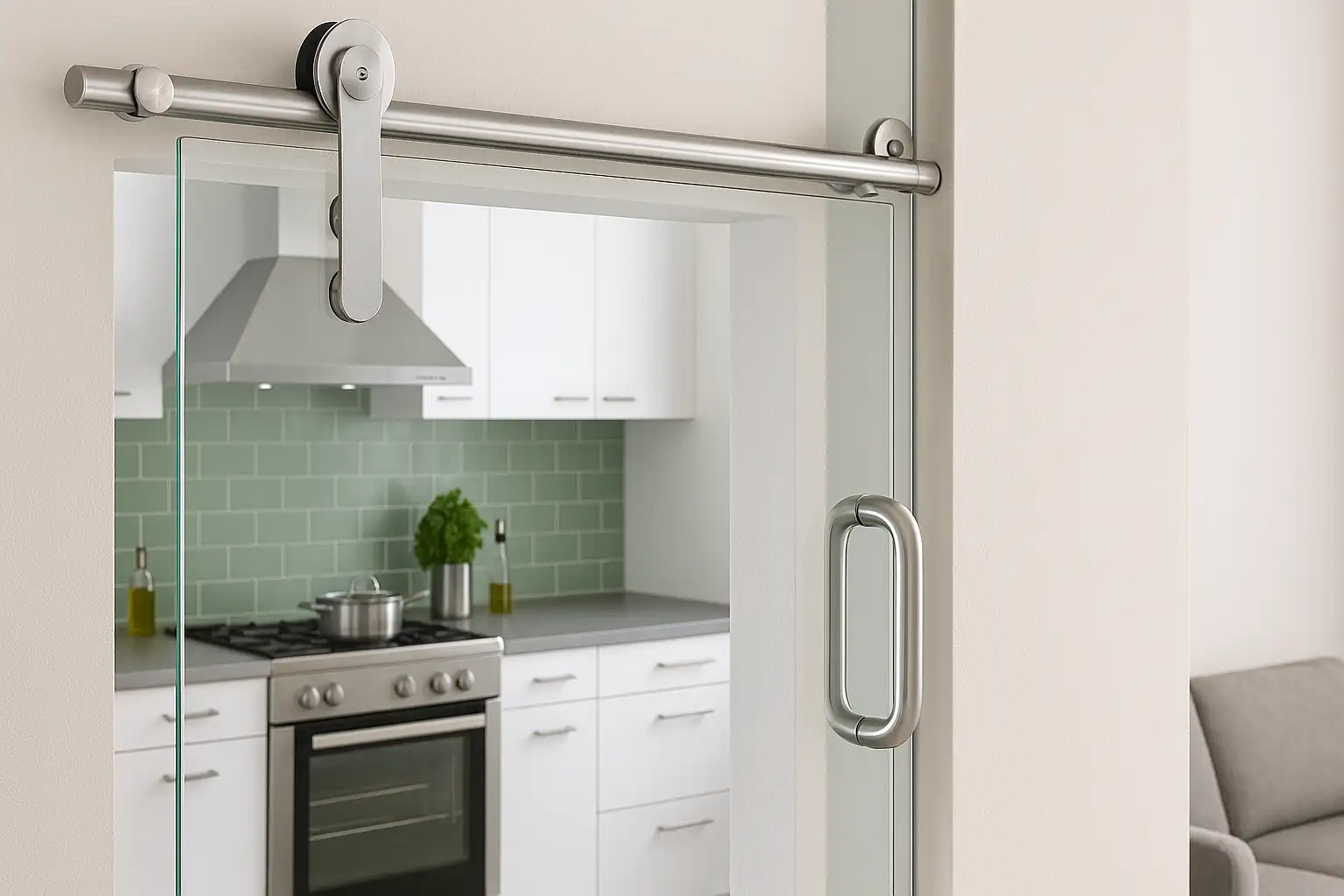 Uși glisante pentru bucătărie: soluții contra miros și zgomot